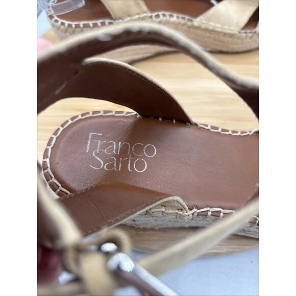 Franco Sarto Pellia Wedge Sandals Sz 10M Beige Suede Espadrille Ankle Strap - Picture 8 of 11